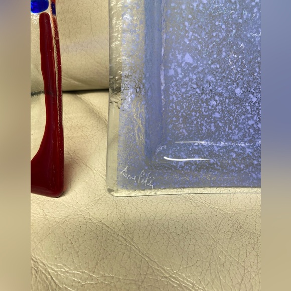 Fused art glass plates and bowl set of 4 - Picture 12 of 16